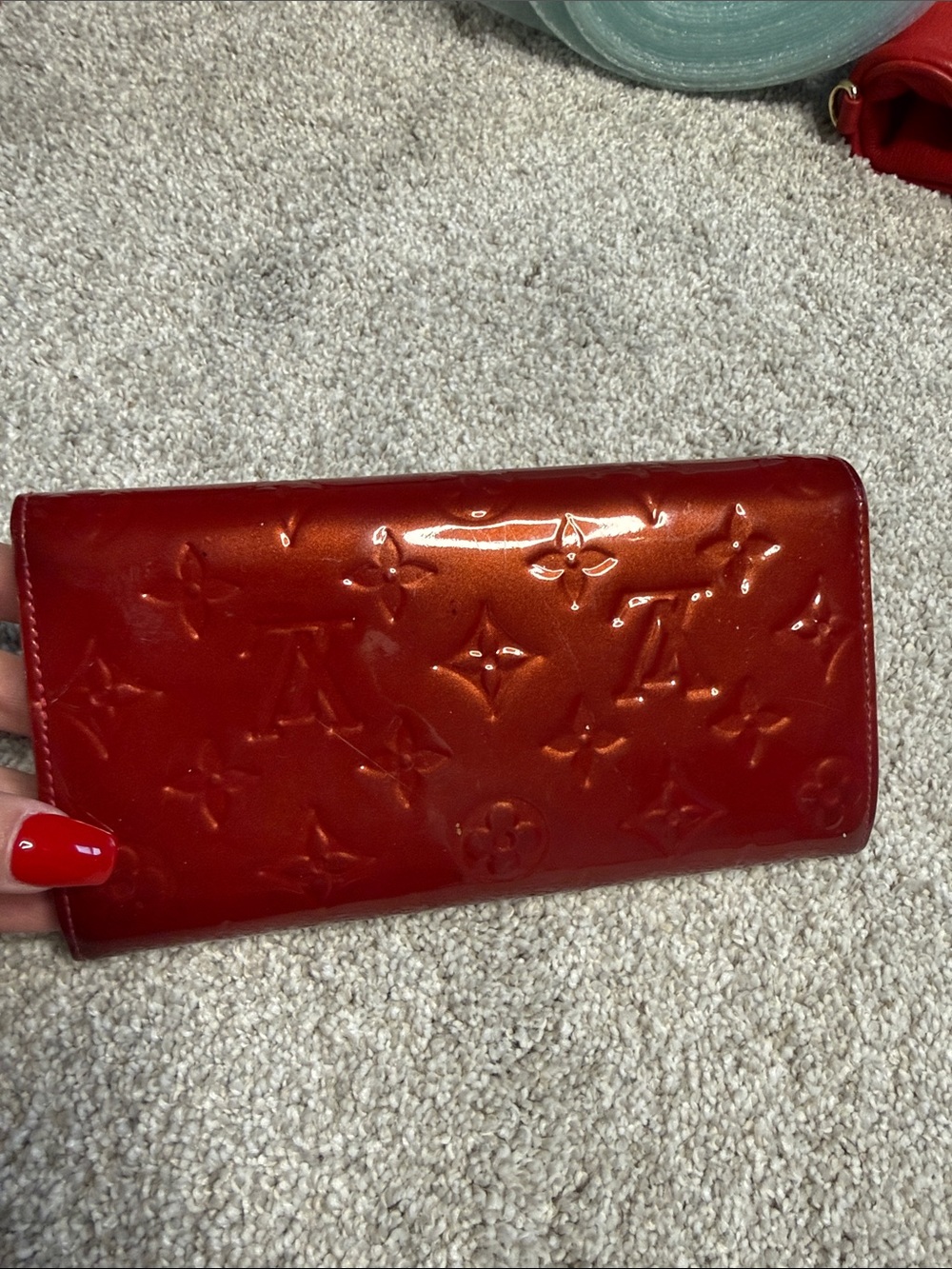 Louis Vuitton Patent Monogram Continental Wallet in Deep Red - Picture 2 of 5